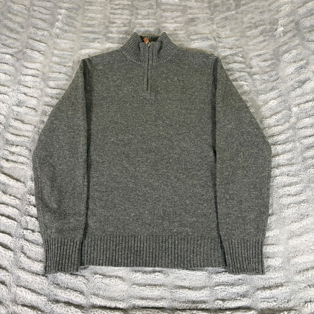 Bonobos Slim Fit 100% Lambswool Quarter Zip Sweater Charcoal Gray Mens Medium